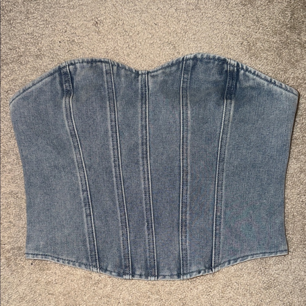PrettyLittleThing Blue Denim Corset